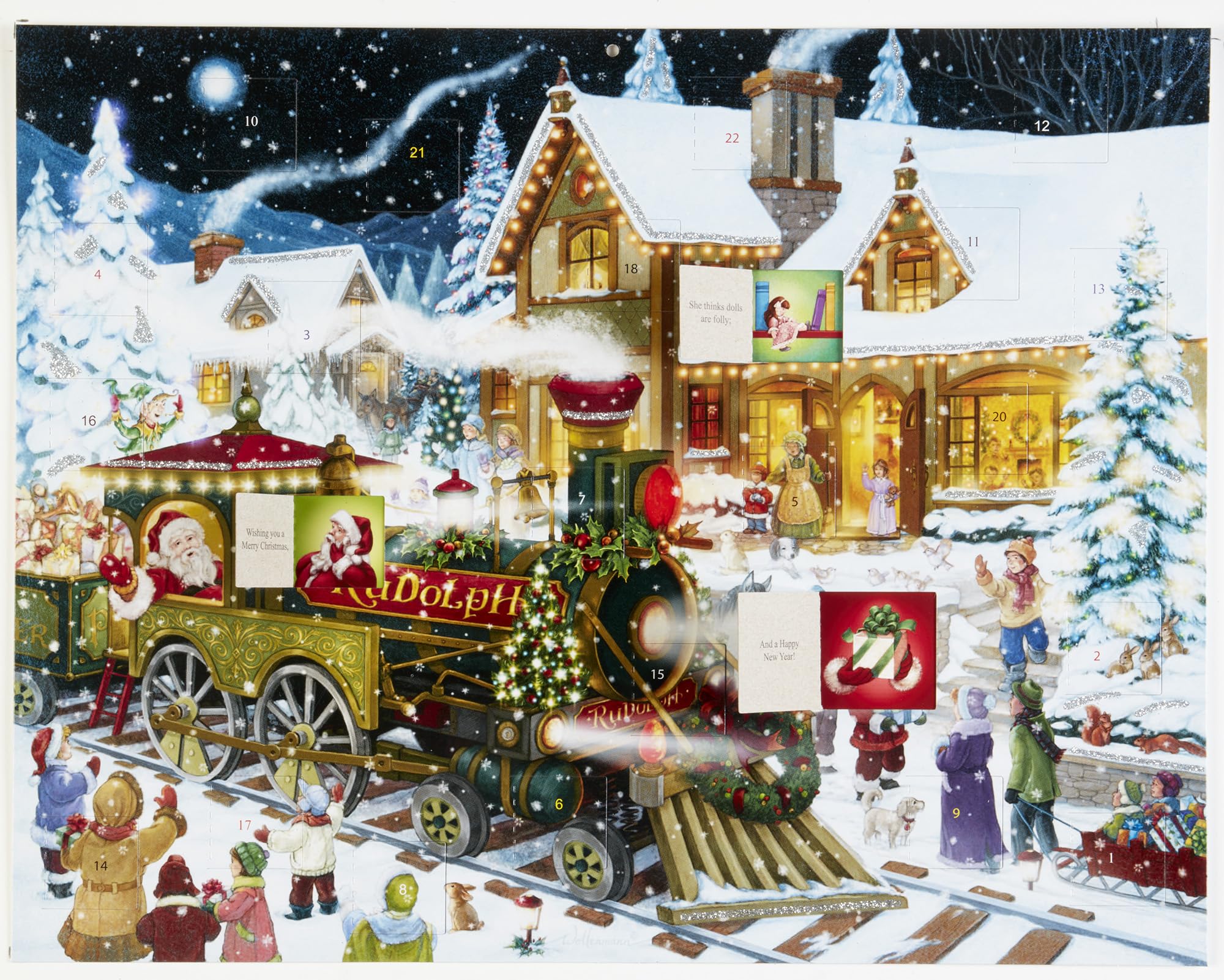 Whistle Stop Christmas Advent Calendar (Countdown to Christmas) by Vermont Christmas Company with Jolly Old Saint Nicholas Vers
